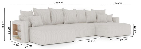 Rohová sedačka Napolia U (mléčná) (L). Akce -20%