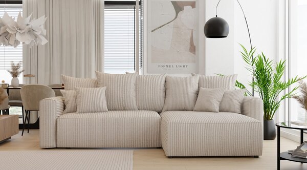 Rohová sedačka Napolia (P) (mléčná). Akce -20%