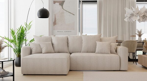Rohová sedačka Napolia (L) (mléčná). Akce -20%