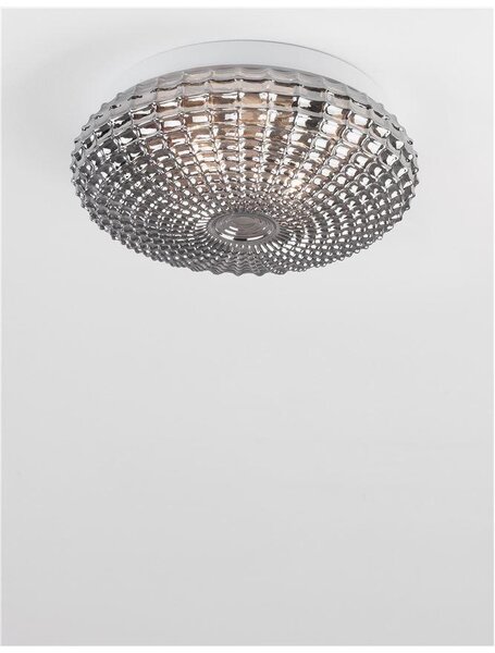 Nova Luce Stropní svítidlo CLAM kouřové chromové sklo bílá kov E27 2x12W IP44