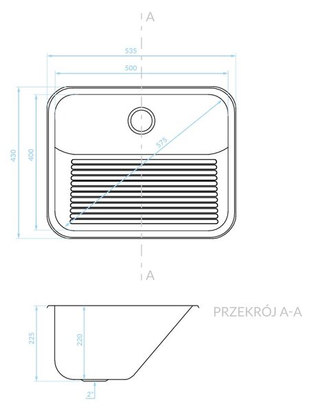 Kuchinox EKO, nerezová výlevka 535x430x255 mm, ocelová, LAV-SKE_090T