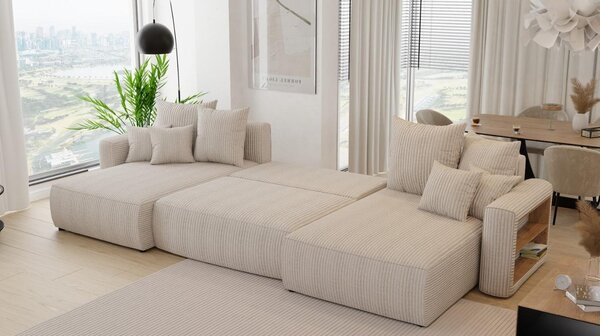 Rohová sedačka Napolia U (mléčná) (L). Akce -20%