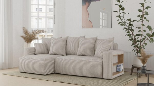 Rohová sedačka Solina (mléčná) (L). Akce -20%