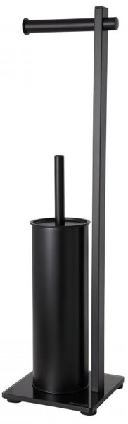 Erga Luki, držák na toaletní papír a WC kartáč 2v1, černá matná, ERG-YKA-P.LUKI-FB