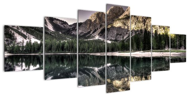 Obraz jezera v horách (210x100 cm)
