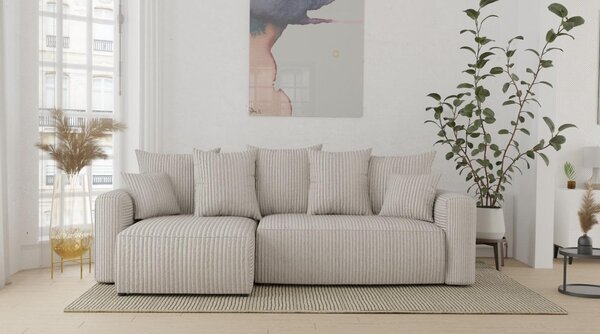 Rohová sedačka Solina (mléčná) (L). Akce -20%