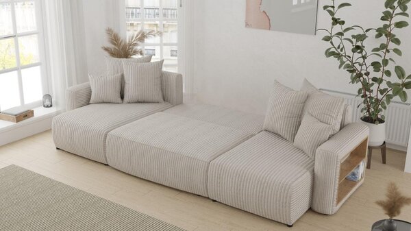 Rohová sedačka Solina U (mléčná) (L). Akce -20%