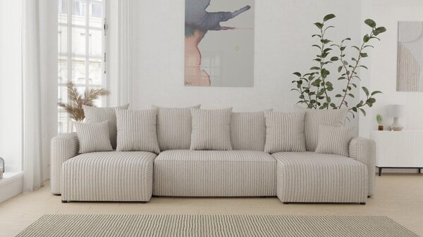 Rohová sedačka Solina U (mléčná) (L). Akce -20%