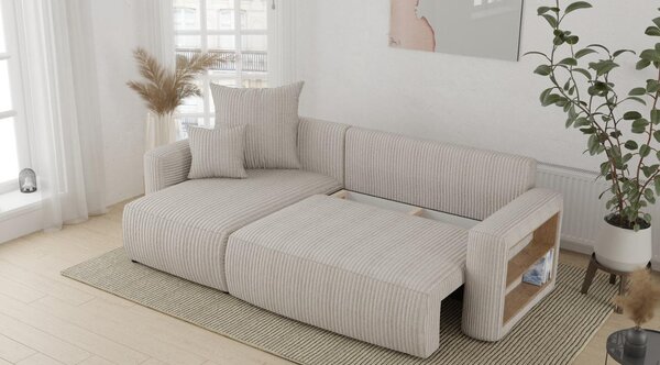 Rohová sedačka Solina (mléčná) (L). Akce -20%