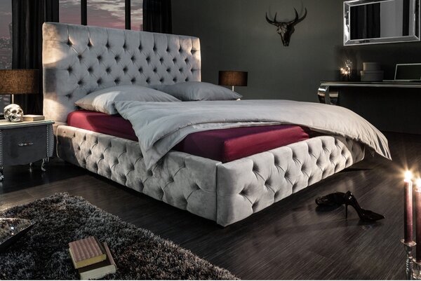 Massive home | Luxusní dvoulůžková postel šedá Sanel 180 x 200 cm MH399920