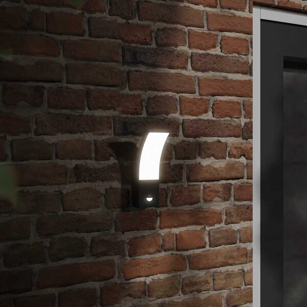 Venkovní nástěnná LED svítidla s čidlem 2 ks černá litý hliník