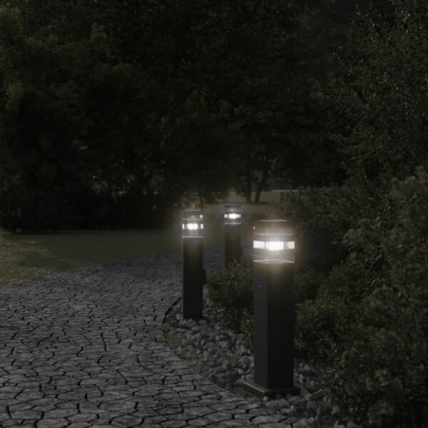 Venkovní stojací lampa se zásuvkou černá 50 cm hliník
