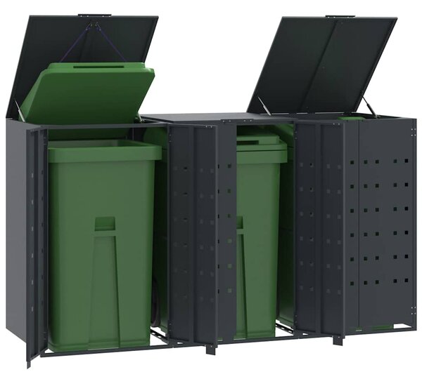 Box na 3 popelnice antracitový 207 x 79 x 117 cm ocel