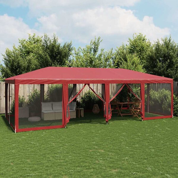 Party stan s 12 síťovanými bočnicemi červený 8 x 4 m HDPE