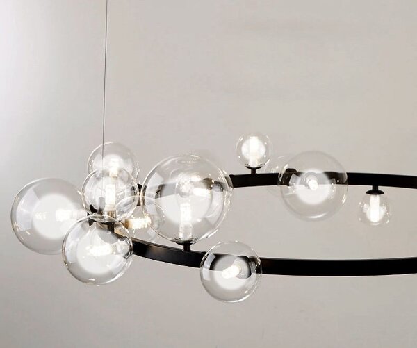 Toolight - závěsné svítidlo skleněné koule 15xG9 40W APP906-15CP, černá, OSW-04034