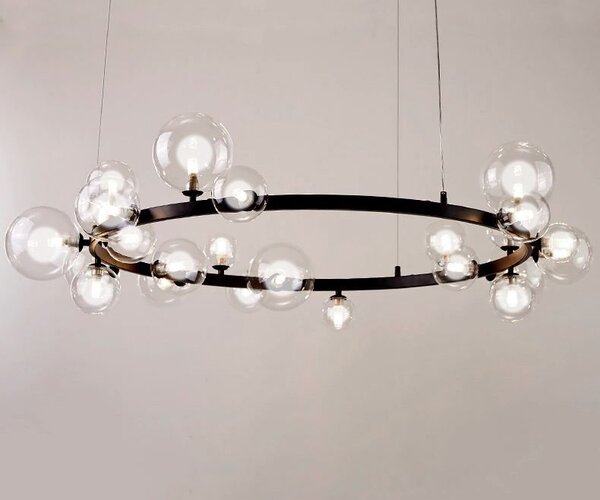 Toolight - závěsné svítidlo skleněné koule 15xG9 40W APP906-15CP, černá, OSW-04034
