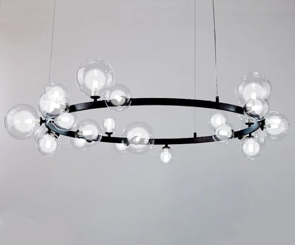 Toolight - závěsné svítidlo skleněné koule 15xG9 40W APP906-15CP, černá, OSW-04034