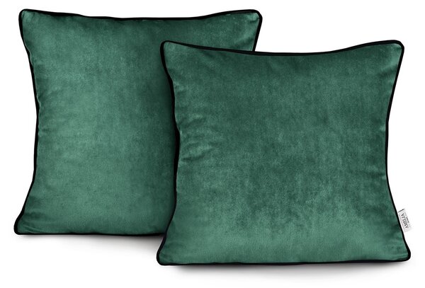 AmeliaHome Sada 2 povlaků na polštář, modrá, zelená, 45x45 cm, Piping Barva: Zelená