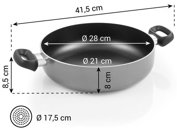 Pánev hluboká BRAVA ø 28 cm, 2 úchyty