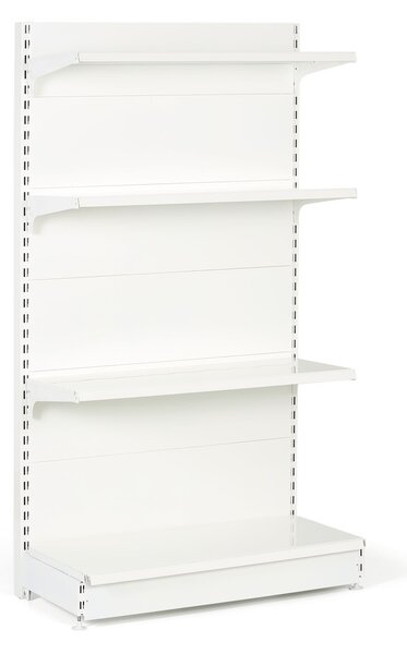 Prodejní regál jednostranný, plné stěny, 1600 x 1000 x 450 mm, základní, bílá