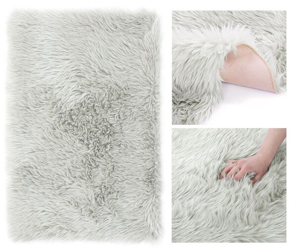 Huňatý světle šedý koberec DOKKA Rozměr: 50 x 150 cm