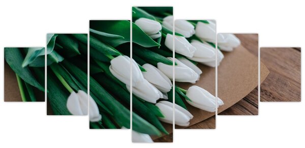 Obraz kytice bílých tulipánů (210x100 cm)