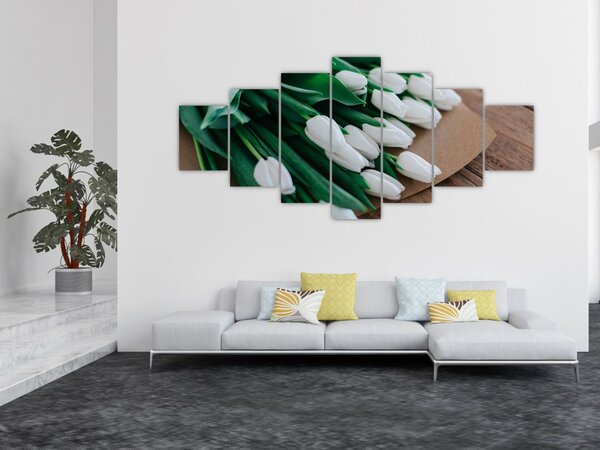 Obraz kytice bílých tulipánů (210x100 cm)