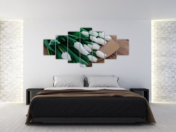 Obraz kytice bílých tulipánů (210x100 cm)