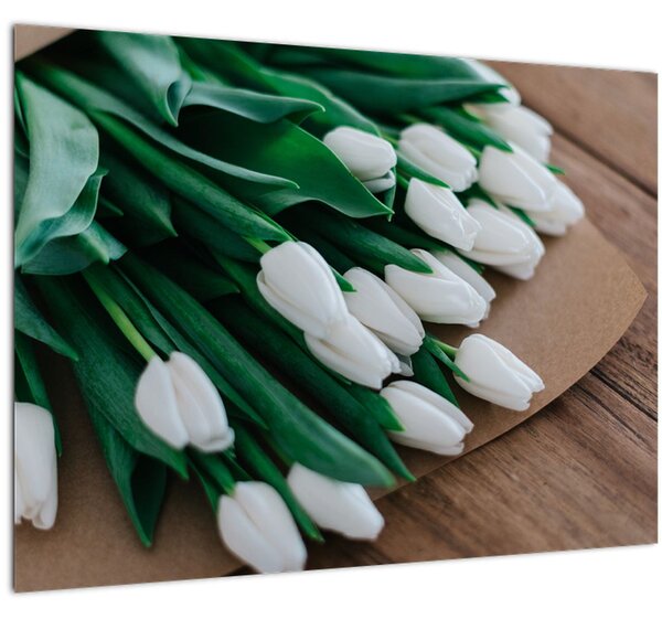 Obraz kytice bílých tulipánů (70x50 cm)