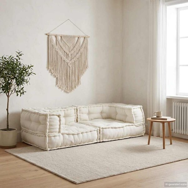 2místná modulární pohovka krémový 140x70x36 Látka