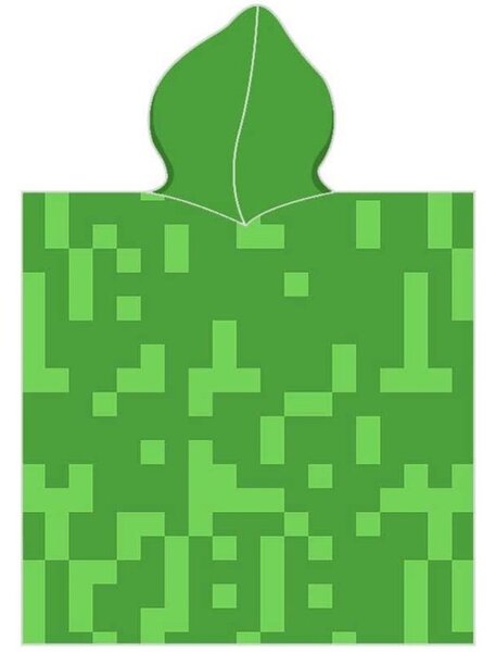 Dětské plážové pončo - osuška s kapucí Minecraft - motiv Creeper - 100% bavlna - 50 x 115 cm - pro děti 3 - 6 let