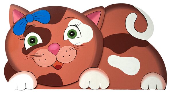 Dětská nástěnná dekorace ze dřeva kotě rezavé velké XL