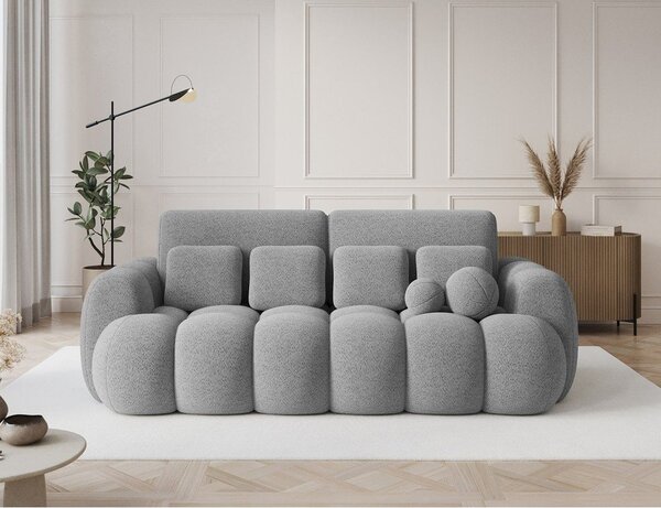 Šedá rozkládací pohovka z textilie bouclé 256 cm Cotonn – ELTAP