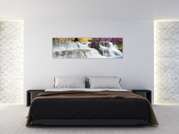 Obraz Erawan vodopádu v lese (170x50 cm)