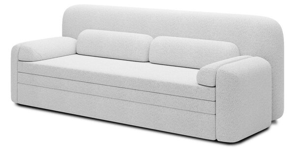Bílá rozkládací/s úložným prostorem pohovka z textilie bouclé 236 cm Elioss – ELTAP