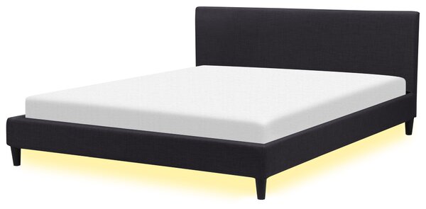LED postel Tkanina FITOU 180 x 200 cm Černá