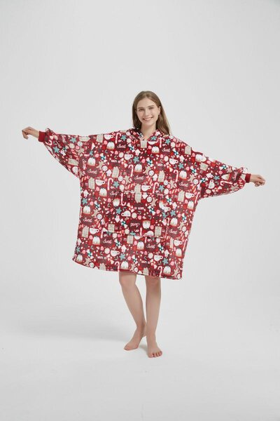020 Deka s rukávy HOODIE XMAS vánoční