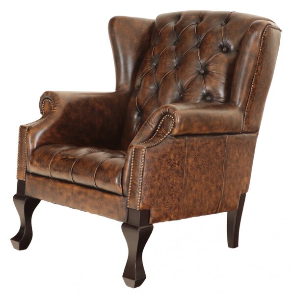 Křeslo Chesterfield Chester z pravé hovězí kůže Whisky