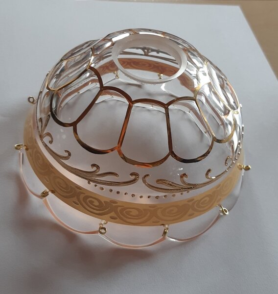 DBK GLASS Dvouramenné nástěnné světlo zdobené 24K zlatem a ověsy ve tvaru diamantu N-0530-2-Z