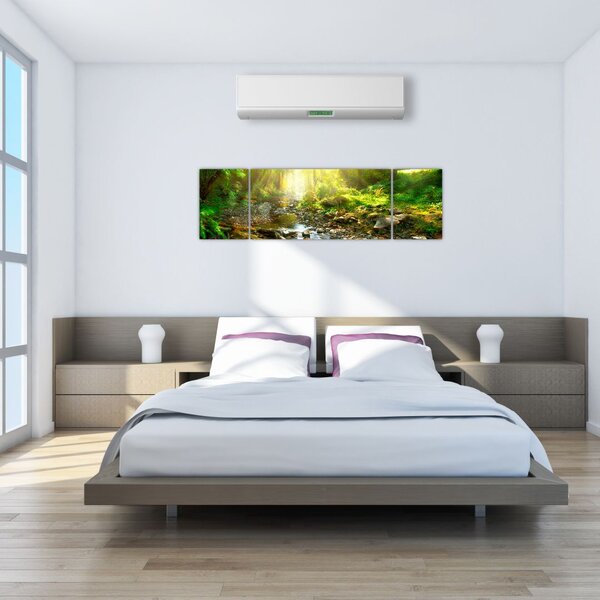 Obraz řeky v zeleném lese (170x50 cm)