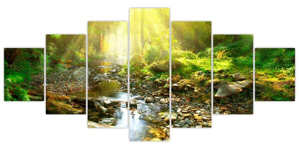 Obraz řeky v zeleném lese (210x100 cm)