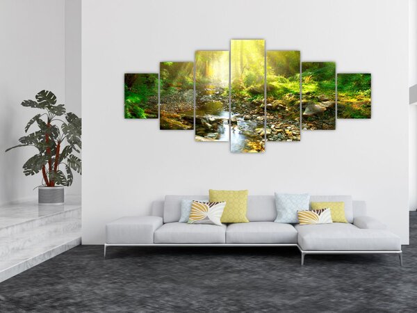 Obraz řeky v zeleném lese (210x100 cm)