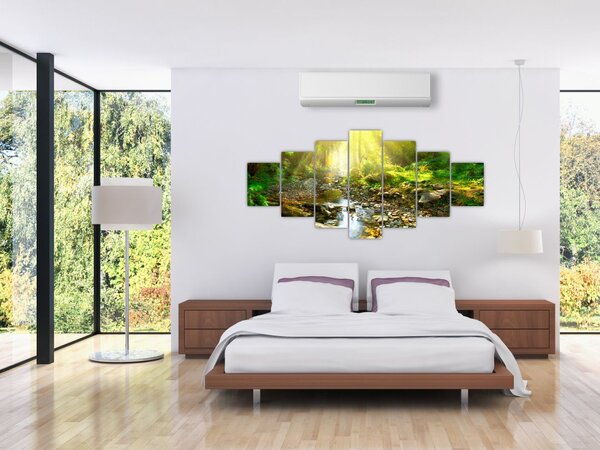 Obraz řeky v zeleném lese (210x100 cm)