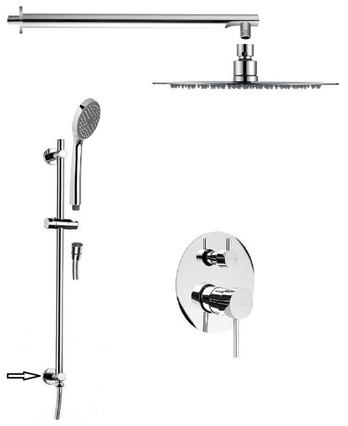 Sapho, RHAPSODY podomítkový sprchový set s pákovou baterií, 2 výstupy, posuvný držák sprchy s vyústěním, chrom, 5583Q-03