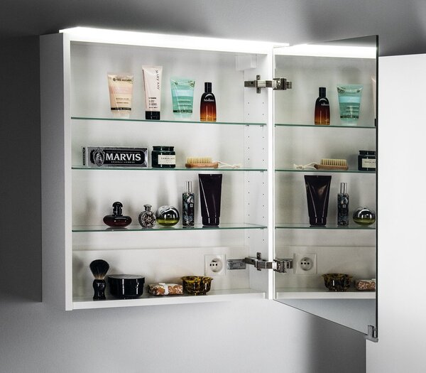 Sapho Sapho, LINEX galerka s LED osvětlením, 80x70x15cm, bílá, LX080-0030
