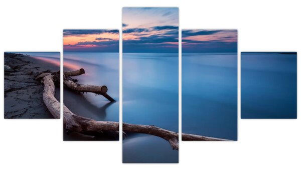 Obraz pláže při západu slunce (125x70 cm)