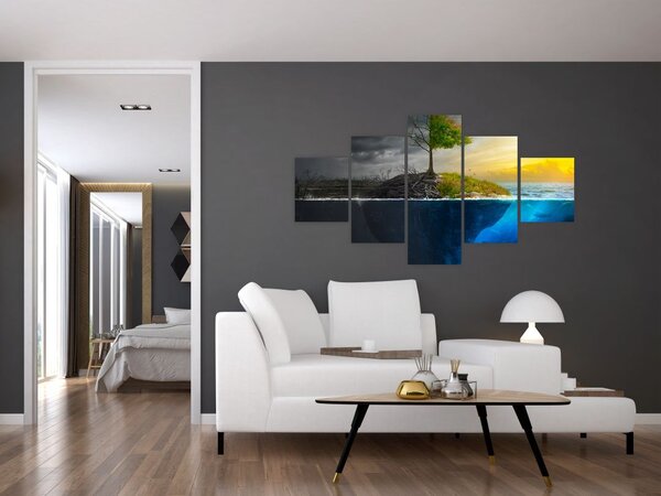 Obraz znázorňující dvě strany (125x70 cm)