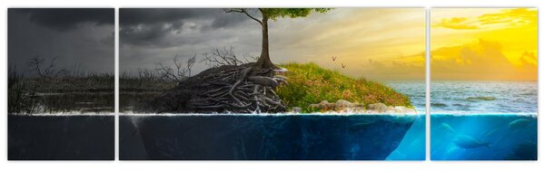 Obraz znázorňující dvě strany (170x50 cm)