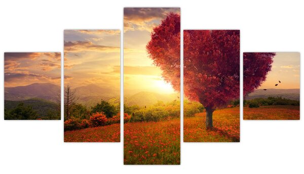 Obraz stromu ve tvaru srdce (125x70 cm)