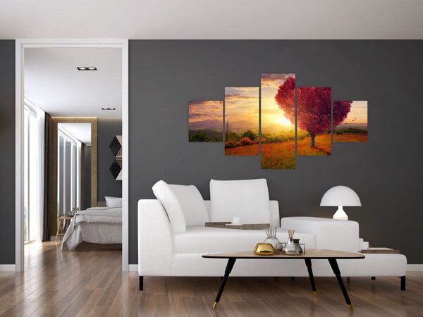 Obraz stromu ve tvaru srdce (125x70 cm)